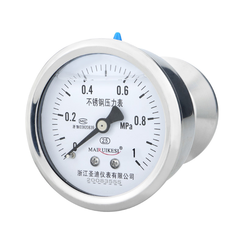 轴向卫生型隔膜压力表YTP60ZBF防堵型64mm快装卡盘50.5卡箍气压表