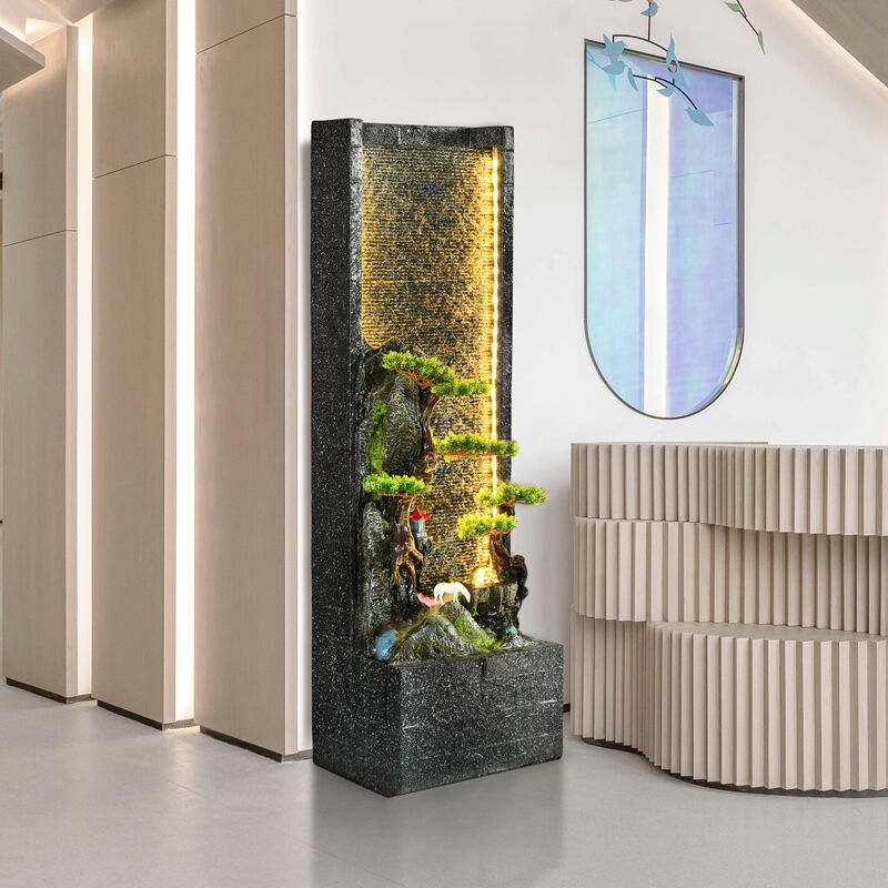 尊儒新式大型室内外水幕墙流水屏风隔断客厅玄关办公室大堂落地装