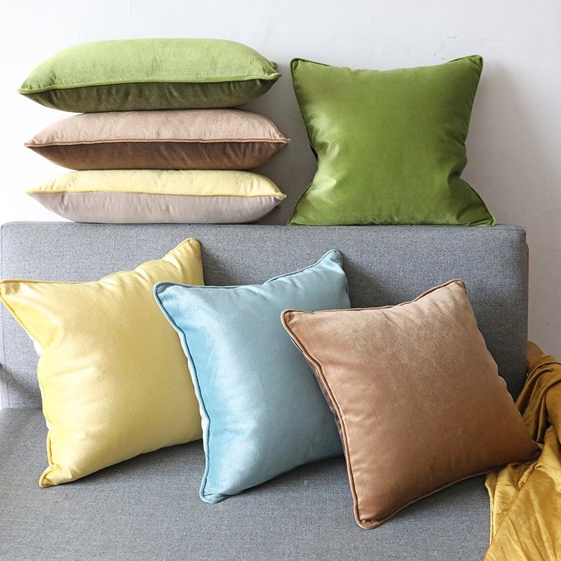 仓现代时尚撞色绒布沙发床上装饰方抱枕靠垫腰枕靠枕靠包