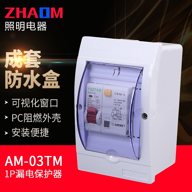 卓腾 漏电开关带防水盒1P10A-63A空气开关断路器漏电过载保护家用