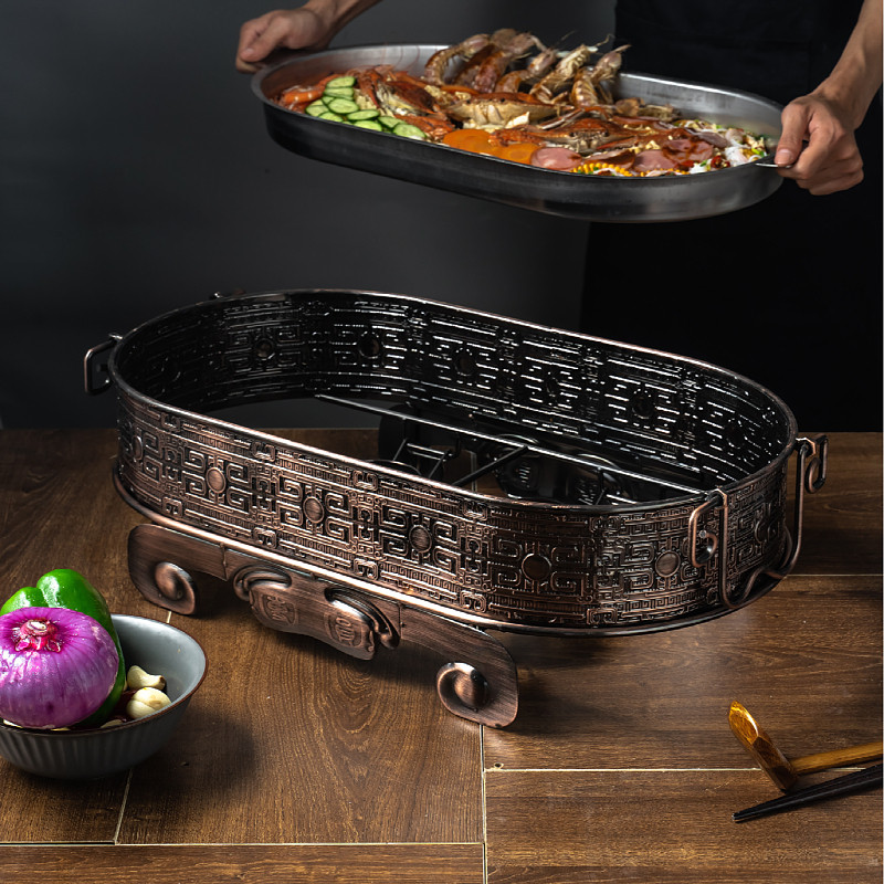 海鲜大咖盘商用烤鱼炉椭圆形龙虾锅带手新款加厚大容量适用,厨房/烹饪用具,烧烤炉,淘宝优惠券,粉丝福利购,淘宝优惠卷