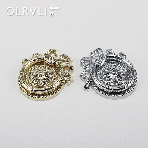 olli欧式黄铜金色拉环拉手中古法式抽屉拉手银色玄关柜子把手