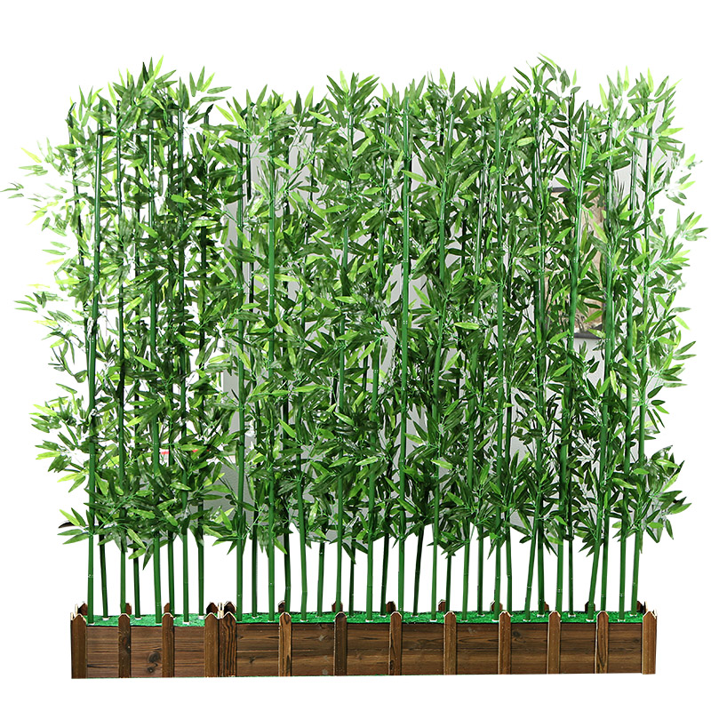 仿真竹子竹篱笆室内装饰屏风隔断人造塑料假竹叶酒店商场室外造景