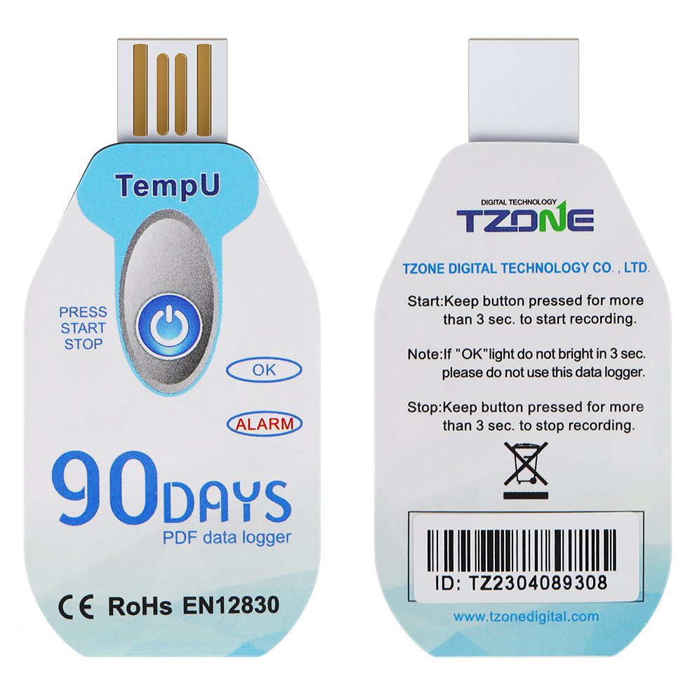 甄选TempU09一次性温度记录仪 冷链运输冷藏车30/60/90天温度记录