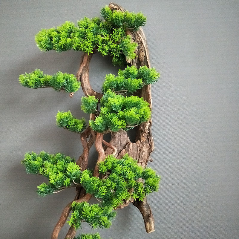 仿真迎客松树枝墙上装饰品植物枯木壁挂客厅场景布置造景创意挂件