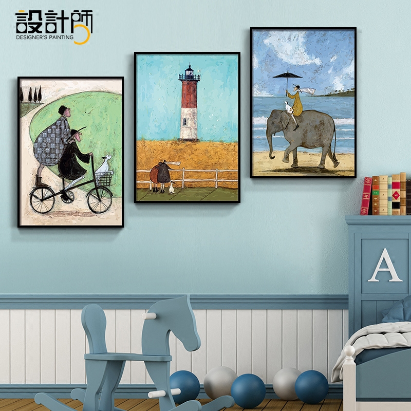 儿童房装饰画卧室床头房间墙面墙画创意卡通男生男孩女孩壁画挂画图片