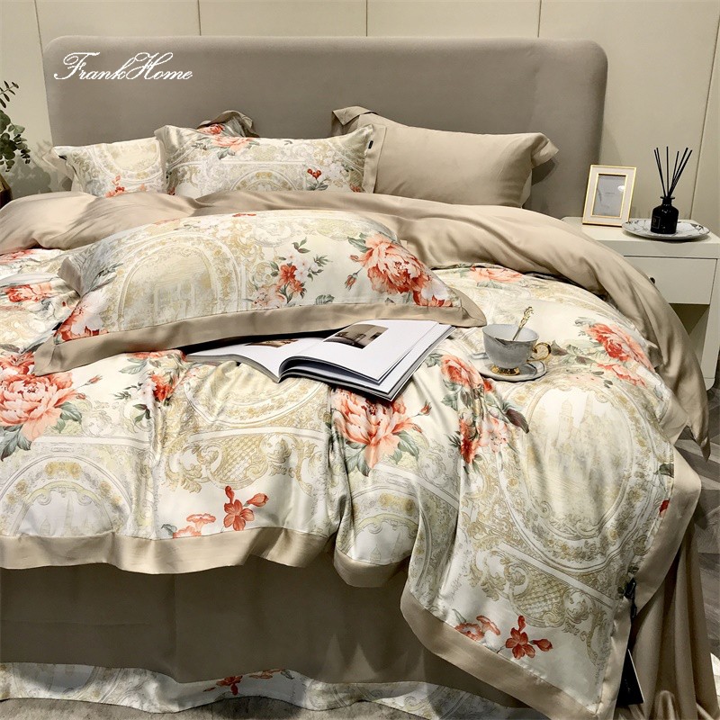 高端支天丝四件夏季冰丝夏凉床上用品欧式夏天裸睡床单被