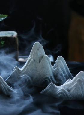 白瓷小山摆件微景观水族造景创意陶瓷客厅玄关中式盆景装饰品摆设