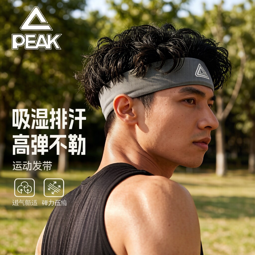 匹克运动发带跑步瑜伽健身打球篮球羽毛球吸汗头戴束发头巾男女款