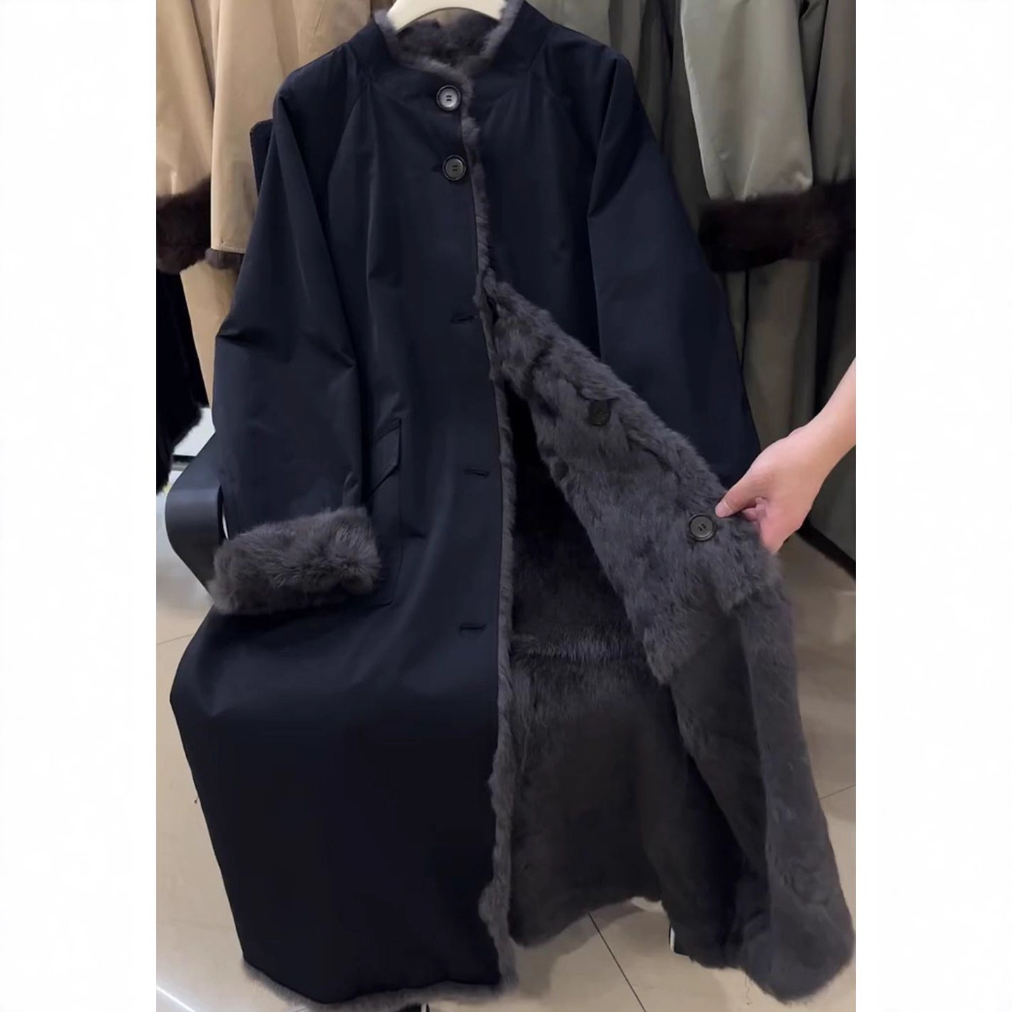 兔毛内胆派克服女冬季新款小个子宽松中长款皮草大衣毛毛外套