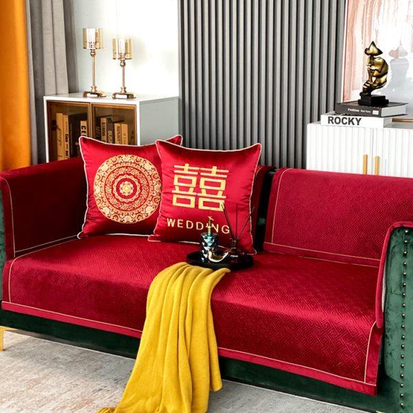 新中式冬季沙发垫大红色喜庆结婚套罩四季通用高档红实木盖布坐垫,居家布艺,沙发垫,淘宝优惠券,粉丝福利购,淘宝优惠卷