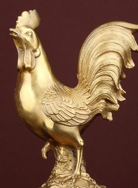 铜鸡摆件纯铜公鸡金鸡报喜 十二生肖家居装饰工艺品客厅卧室衣柜