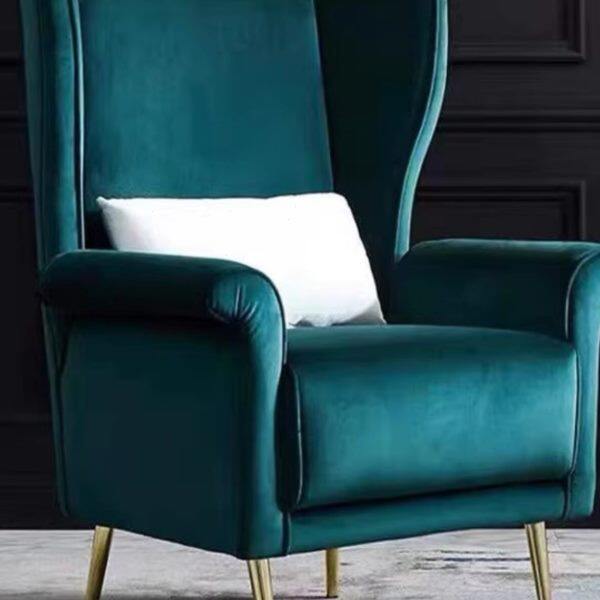 北欧布艺阳台单人沙发美容院轻奢单人老虎椅现代客厅休闲金属单椅