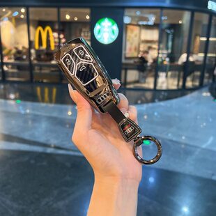奥迪A4L钥匙套新Q5L汽车钥匙扣A5金属高档壳 TT包男女高端金属