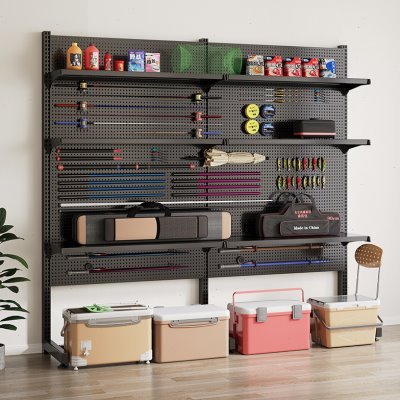 洞洞板置物架户外装备收纳架骑行露营挂墙板货架落地免打孔立式架