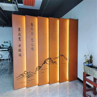 红绣钢板激光切割幕墙镂空耐候钢板园林设计树篦子发光灯箱