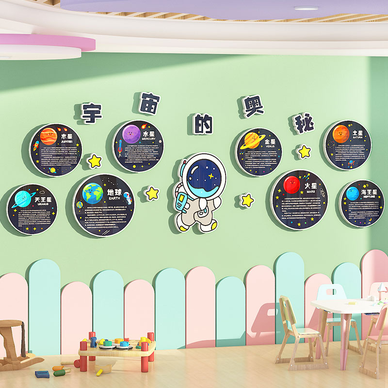 幼儿园环创题墙成品宇宙的奥秘太阳系恒星墙贴教室走廊墙面装饰
