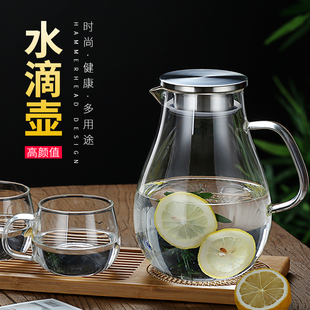 家用果汁壶防爆凉水 冷水壶大容e量玻璃耐高温凉白开水杯茶壶套装
