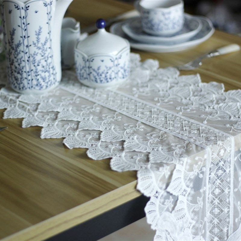 o手工法式桌旗纯白色层蕾丝绣茶几餐桌电视柜边柜盖巾,居家布艺,桌旗,淘宝优惠券,粉丝福利购,淘宝优惠卷