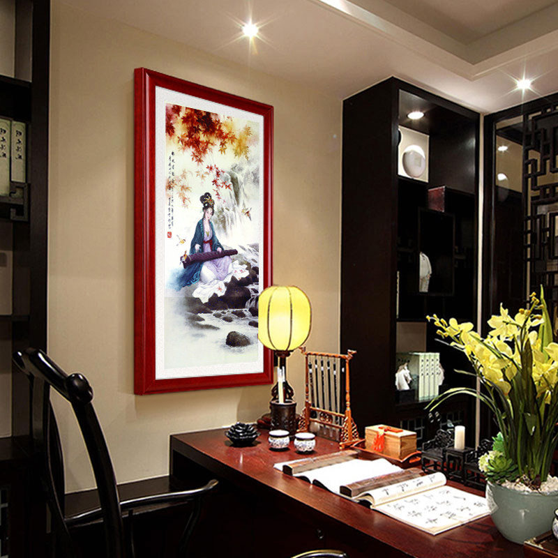 古代美女工笔仕女图国画 丝绸卷轴挂画 酒店茶楼客厅 古典装饰画