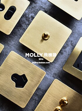 oll飞机头型复古多孔U插座黄铜拨杆单三四控关