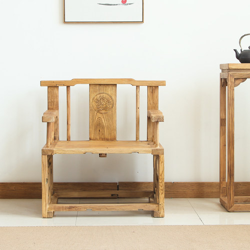 老榆木门板全实木椅茶楼会所靠背扶手仿古型太师椅家具订制