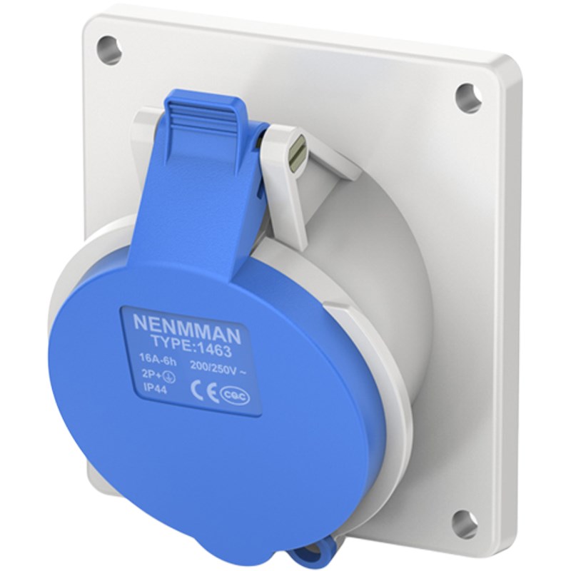 上曼电气NENMMAN型号TYP:1463斜插暗装防水插座16A单相3孔IP44