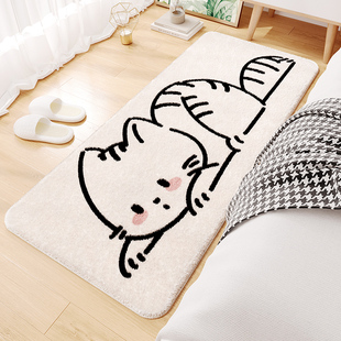 冬季卧室床边地毯儿童卡通猫咪床下床前地垫仿羊绒加厚茶几垫客厅