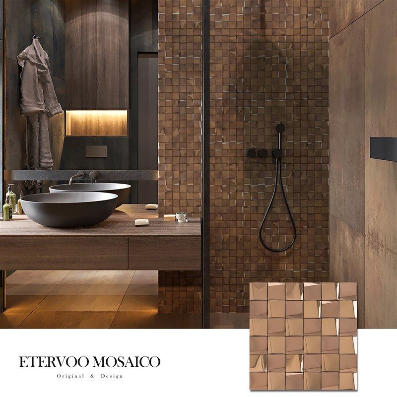 镜面金属马赛背景墙砖d立体墙金色吧台酒店瓷砖片