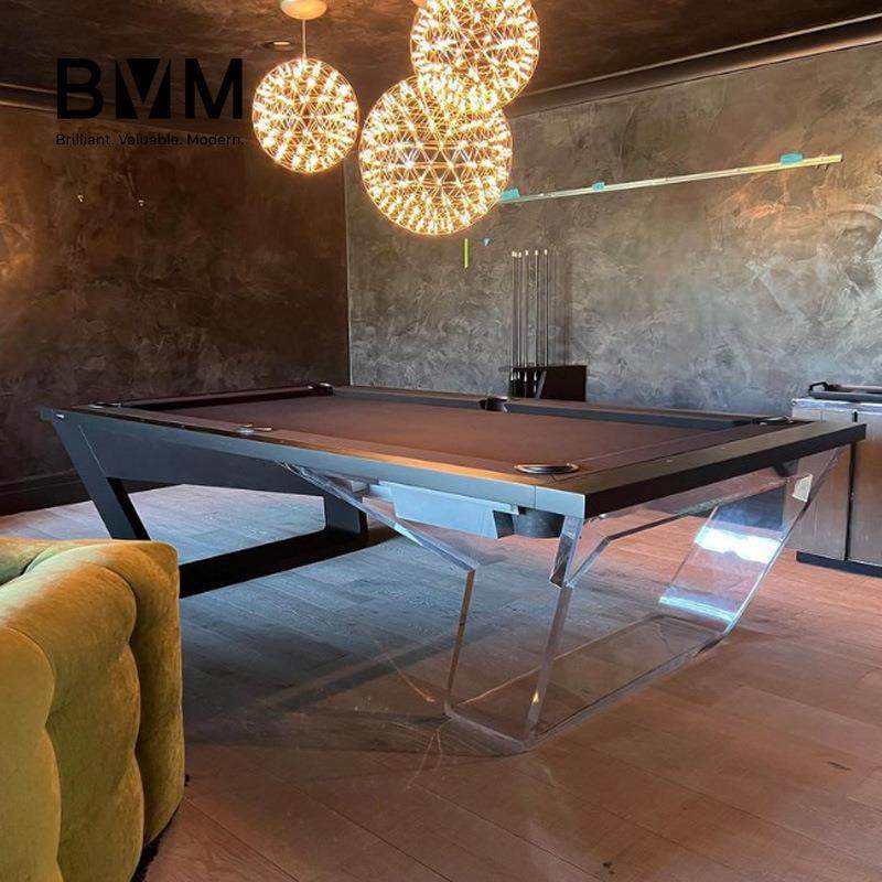 亚克力玻璃台球桌家用轻奢高端美式黑八花式九球成人桌球台标准