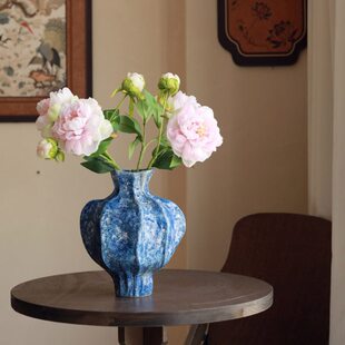 镧林新中式陶瓷花瓶客厅插花民宿酒店高级感家居桌面水培花瓶品月