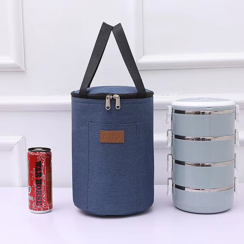 保温袋饭盒袋f子手提饭包圆形保温桶铝箔加厚焖烧壶水杯带饭便当