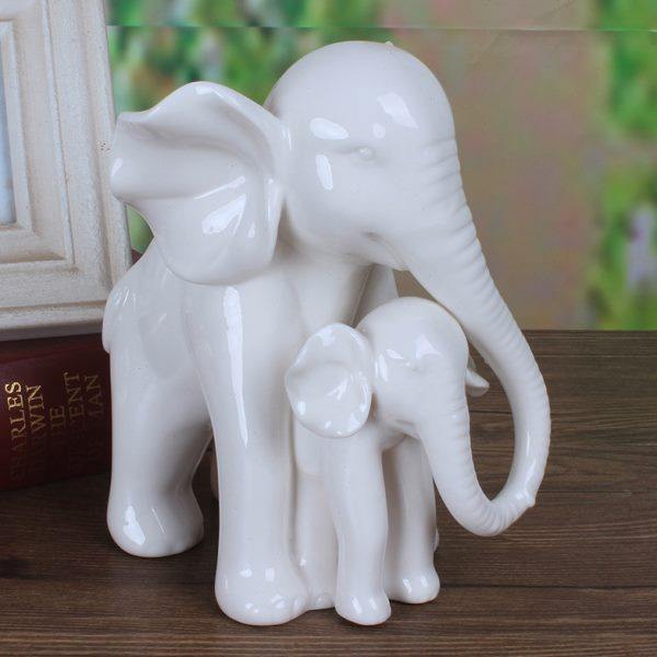 创意母子象陶瓷工艺品客厅酒柜玄关摆件简约现代家居房间装饰品,家居饰品,装饰摆件,淘宝优惠券,粉丝福利购,淘宝优惠卷