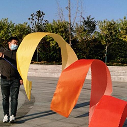 广场舞健身甩彩带老年运动健身彩绸初学单手彩带伸缩杆中国红甩稠