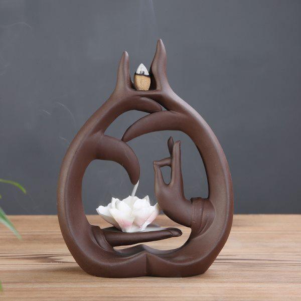 紫砂倒流香炉佛手禅意大号摆件檀香莲花回流香创意家用室内香薰炉,家居饰品,香薰炉,淘宝优惠券,粉丝福利购,淘宝优惠卷