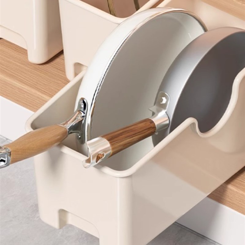 橱柜收纳盒锅盖架储物架锅w具置物架滑轮储物盒收纳锅架厨房多用