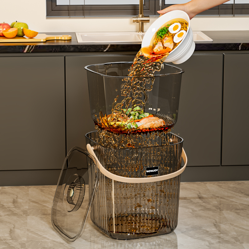 厨余垃圾桶轻奢家用n带盖手提湿垃圾桶厨房垃圾干湿分离过滤卫生