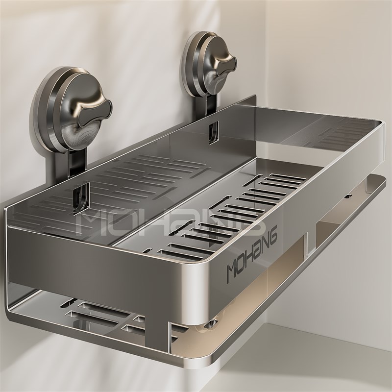 厨房置物架吸盘免打孔多功能w壁挂式调味料架子太空铝多层收纳神