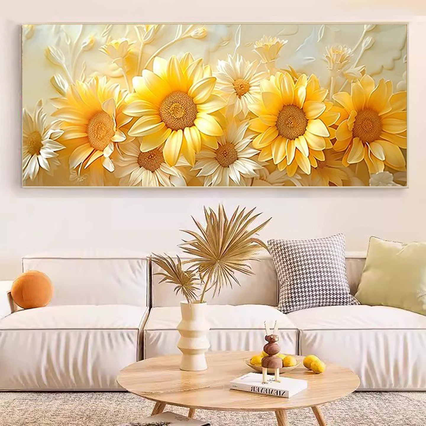 新款5D向日葵钻石画客厅奶油风满钻全贴手工植物花卉十字绣点贴钻,居家布艺,钻石绣,淘宝优惠券,粉丝福利购,淘宝优惠卷