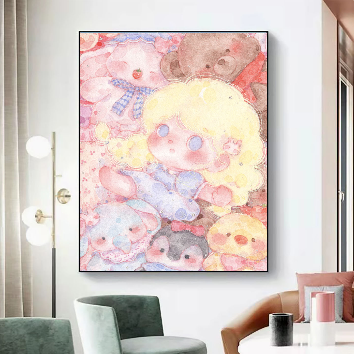 【花田错】玩偶派对钻石画满钻客厅卧室背景手工装饰画贴钻钻石绣