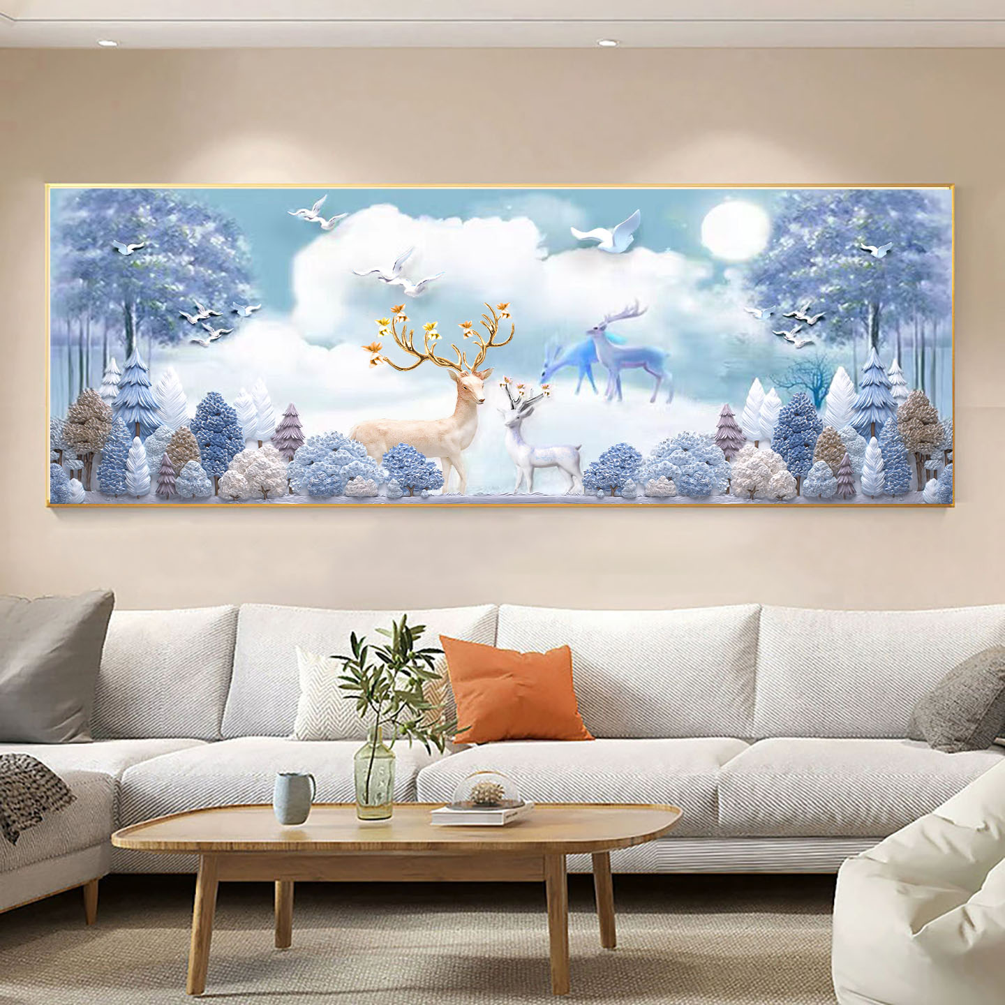 【花田错】DIY钻石画麋鹿满钻客厅沙发背景墙手工贴钻装饰画