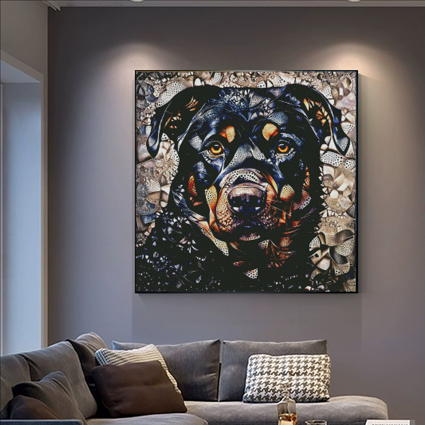 【花田错】个性罗威纳犬钻石画满钻手工贴钻画酷潮风动物挂画