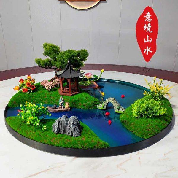 酒店会所餐桌转盘摆件桌花中式圆形摆台大圆桌摆花桌芯沙盘盆景,家居饰品,餐桌花艺,淘宝优惠券,粉丝福利购,淘宝优惠卷