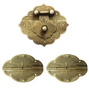 中式 仿古大号纯铜7.4cm箱扣搭扣锁扣锁片铜合页配锁樟木箱首饰盒