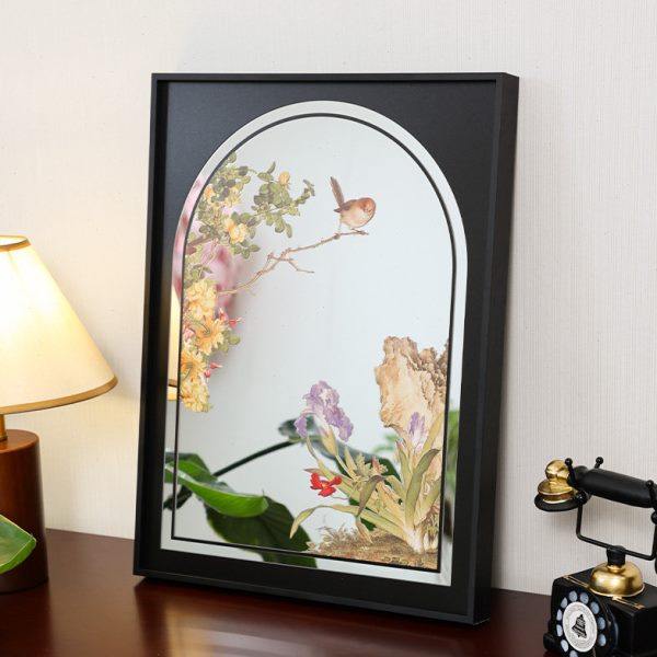 新中式花鸟镜子画客厅装饰中古氛围感水墨画遮丑玄关走廊装饰画,家居饰品,镜面画,淘宝优惠券,粉丝福利购,淘宝优惠卷