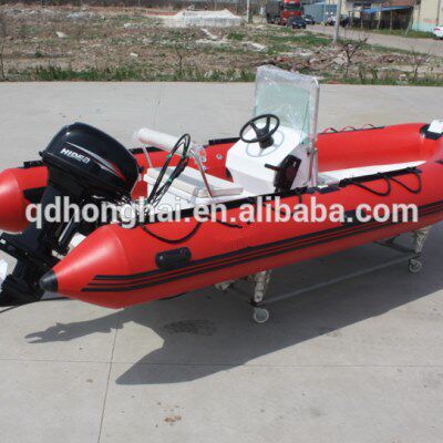 RIB480玻璃钢硬底冲锋舟艇橡皮艇钓鱼船 救援救生艇4.8米8-9人