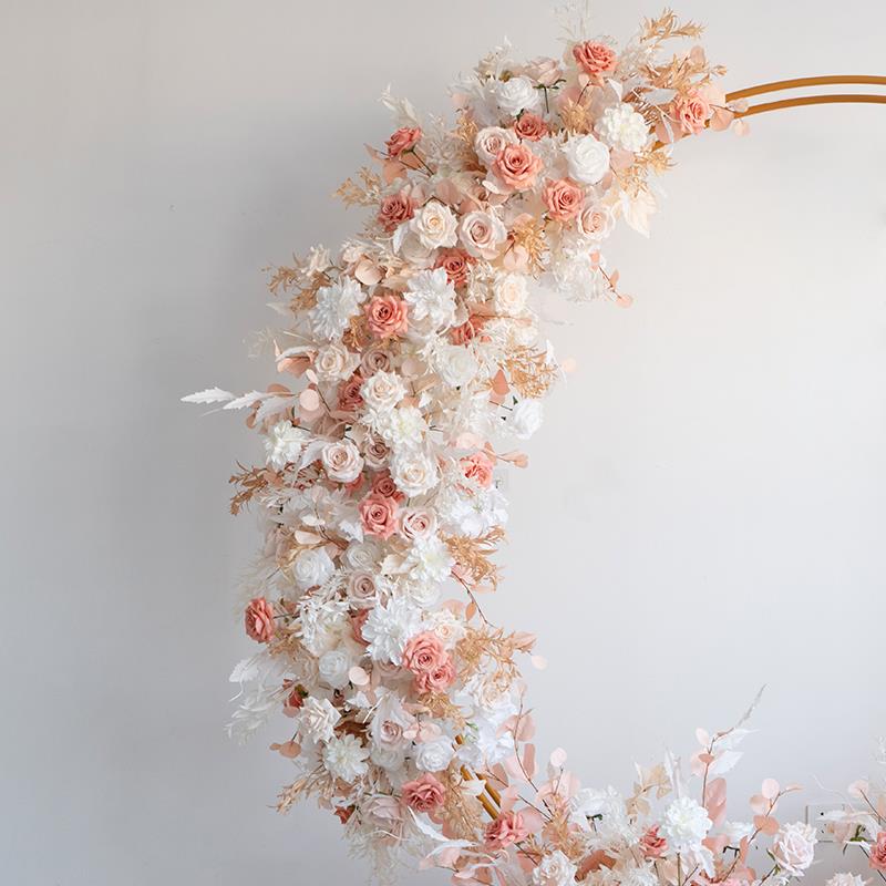 欧式槟色圆环拱套门花艺 婚礼仿真花背TXS装景布置香求婚迎宾假花