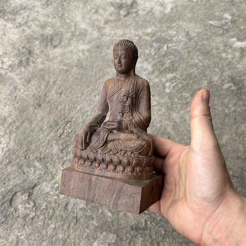 越南沉香木雕琉璃琉璃药师药师佛像莲花底摆件家厅客桌面居摆放家