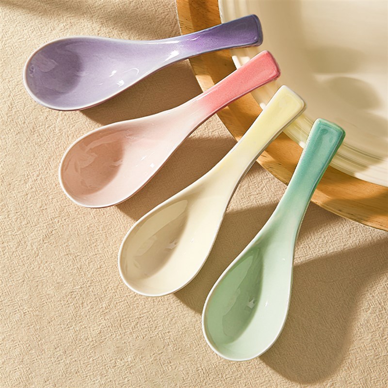 陶瓷汤勺家用喝粥小勺子个人专用汤匙长柄O高档精致调羹盛汤勺