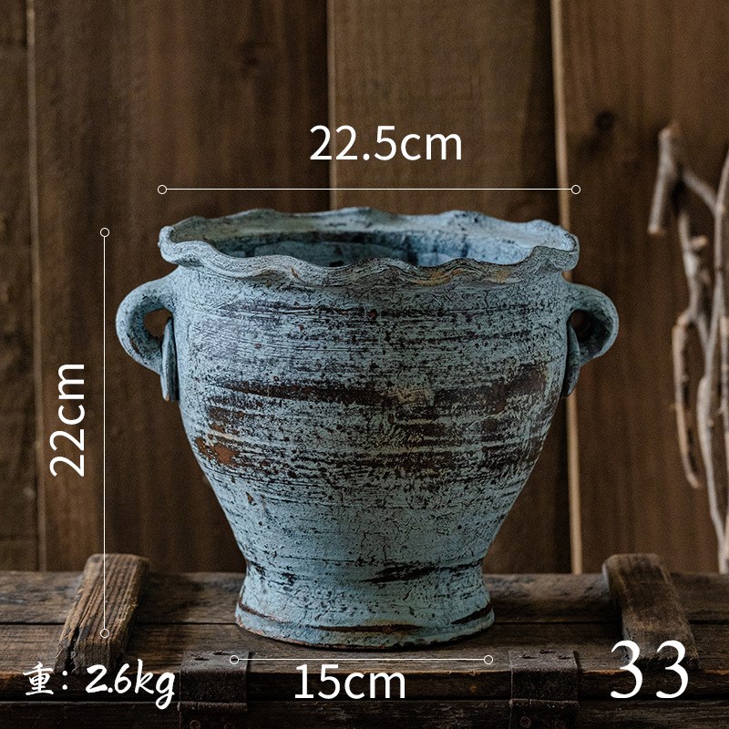 粗陶花瓶陶罐花盆m插花复古做旧风红陶仿古瓦罐盆坛子黑陶摆件